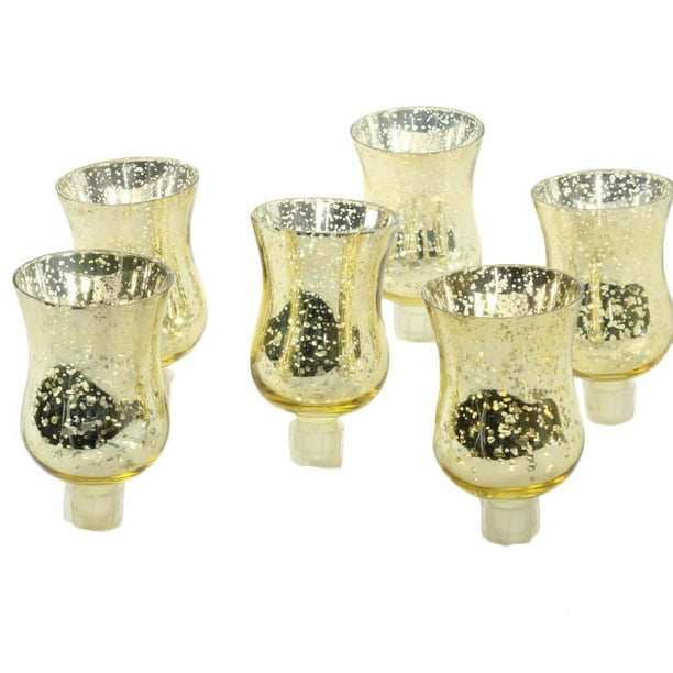 Koyal Wholesale Candelabra Hurricane Glass Shades Clear, 3.5-Inch Bulk Set of 6 Peg Votive Holders 